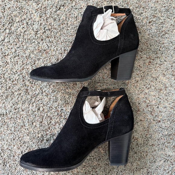 Frye Meghan Suede Ankle Booties Black Heel Women US 8B - Picture 10 of 13